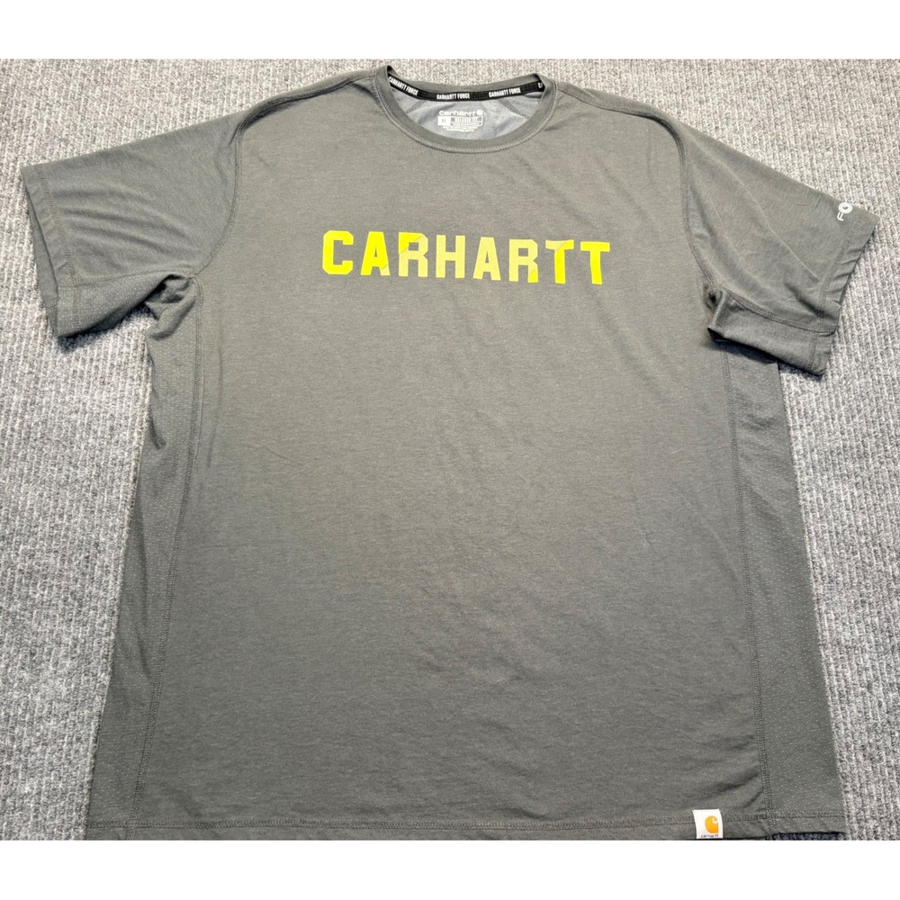 Carhartt Force Mens XL Relaxed Fit T-Shirt Green Gray Short Sleeve Graphic Logo